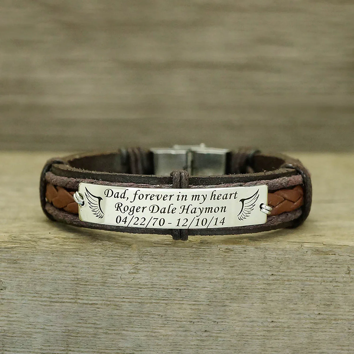 Memorial Wings Bracelet Forever in my Heart, Personalized In Memory of Bracelet, Loss of Loved One - Image 4