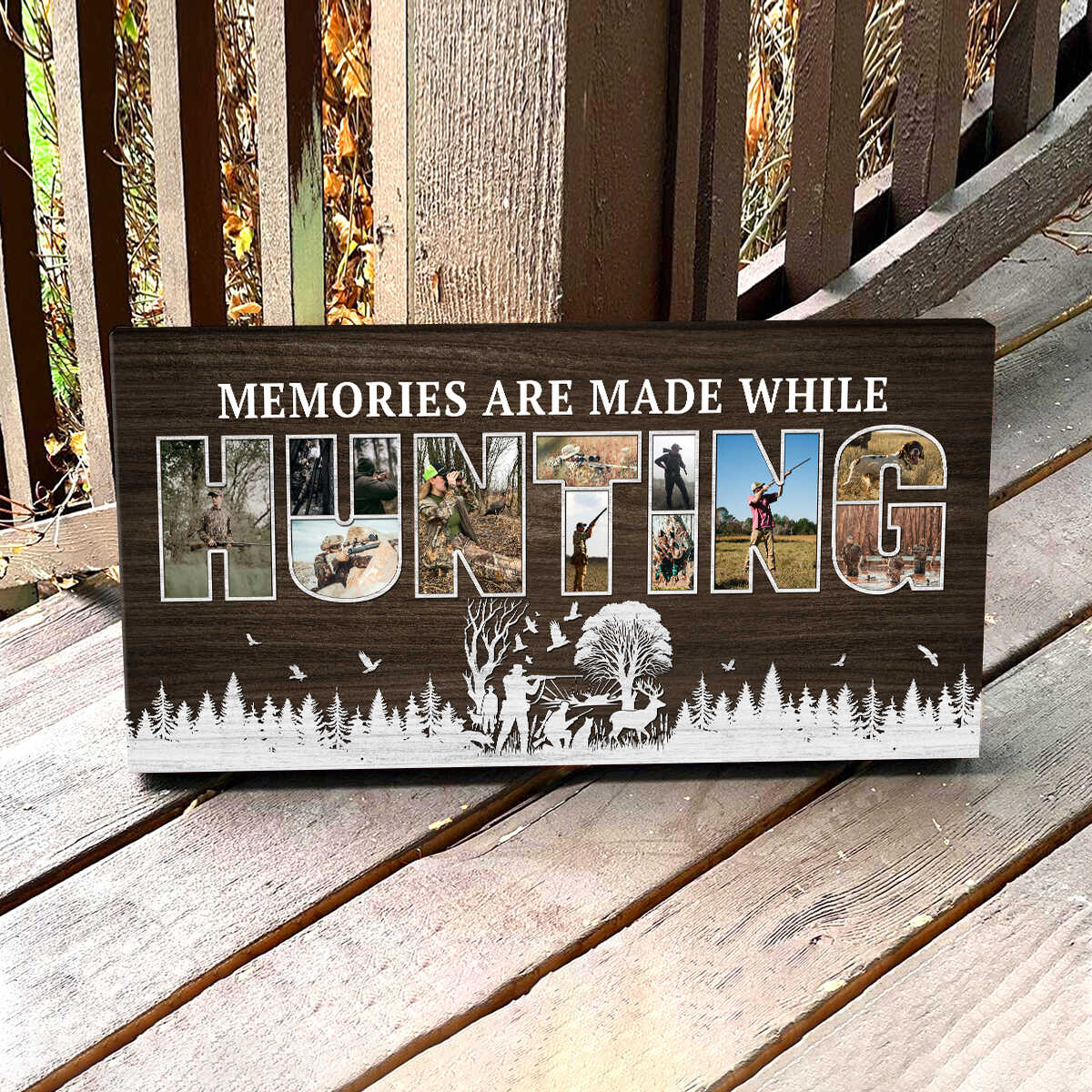Memories Are Made While Hunting Personalized Photo Collages Canvas Gift For Hunters - Image 3