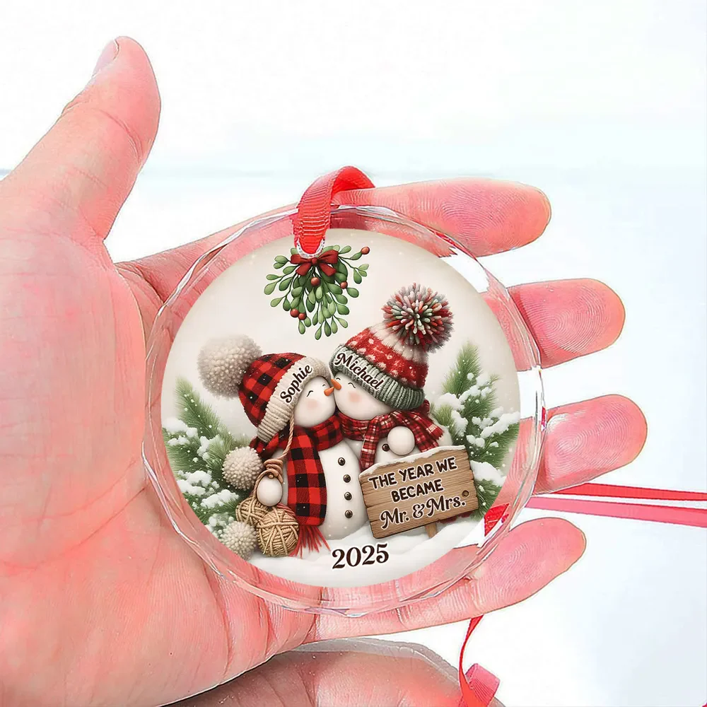 Merry And Bright Together - Personalized Custom Glass Couple Ornament - Image 4