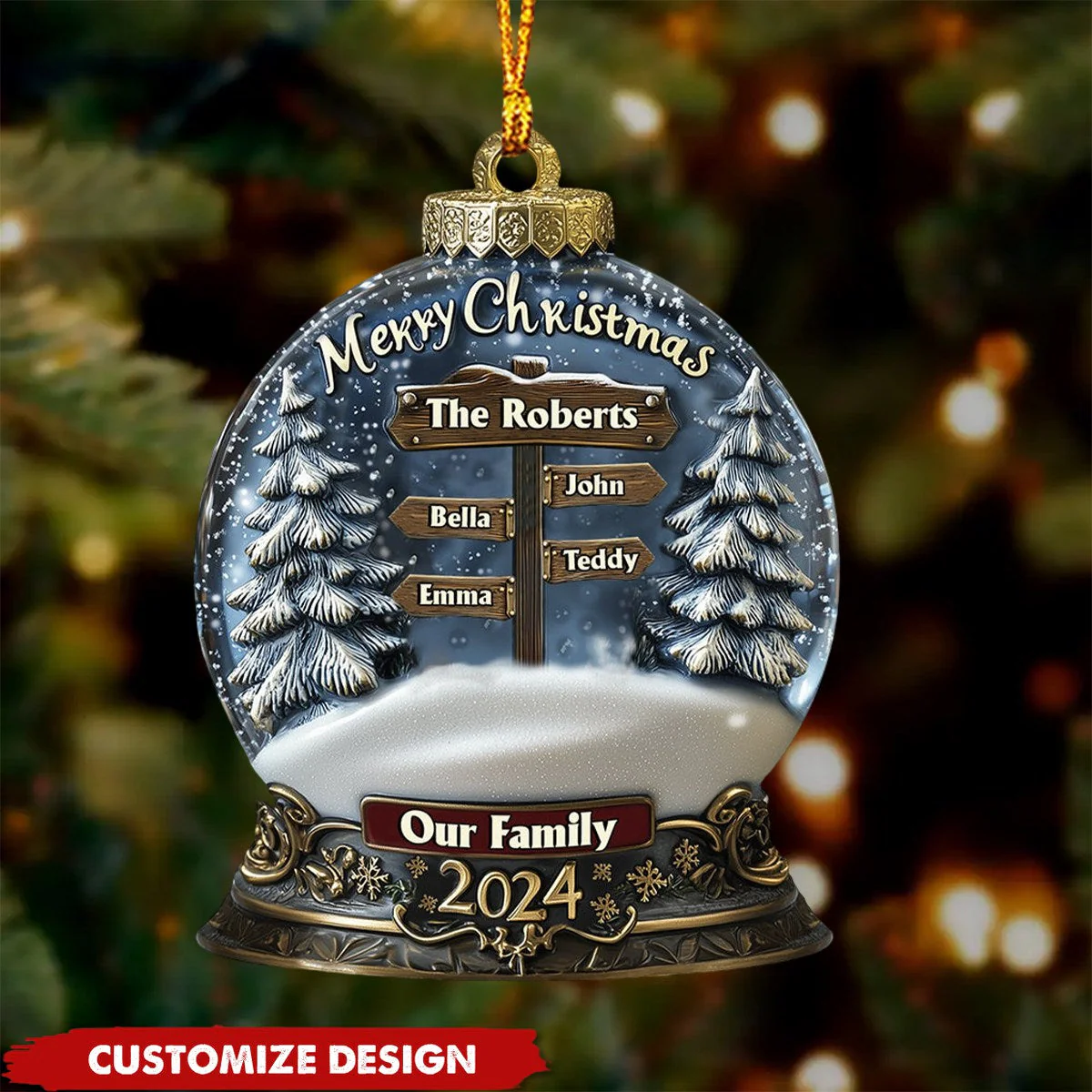 Merry Christmas 2024 - Personalized Family Christmas Acrylic Ornament - Image 3