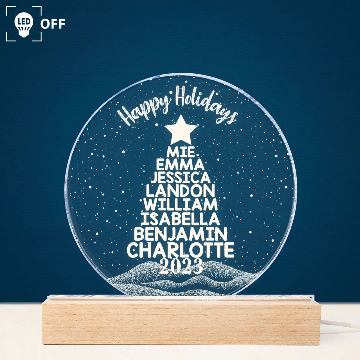 Merry Christmas Custom Family Names Christmas Tree - Personalized LED Light - Image 2
