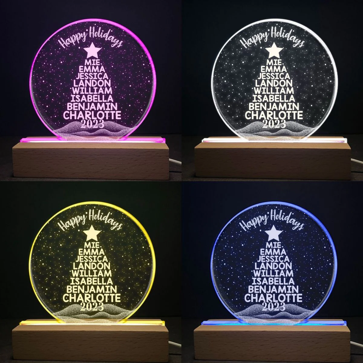 Merry Christmas Custom Family Names Christmas Tree - Personalized LED Light - Image 3