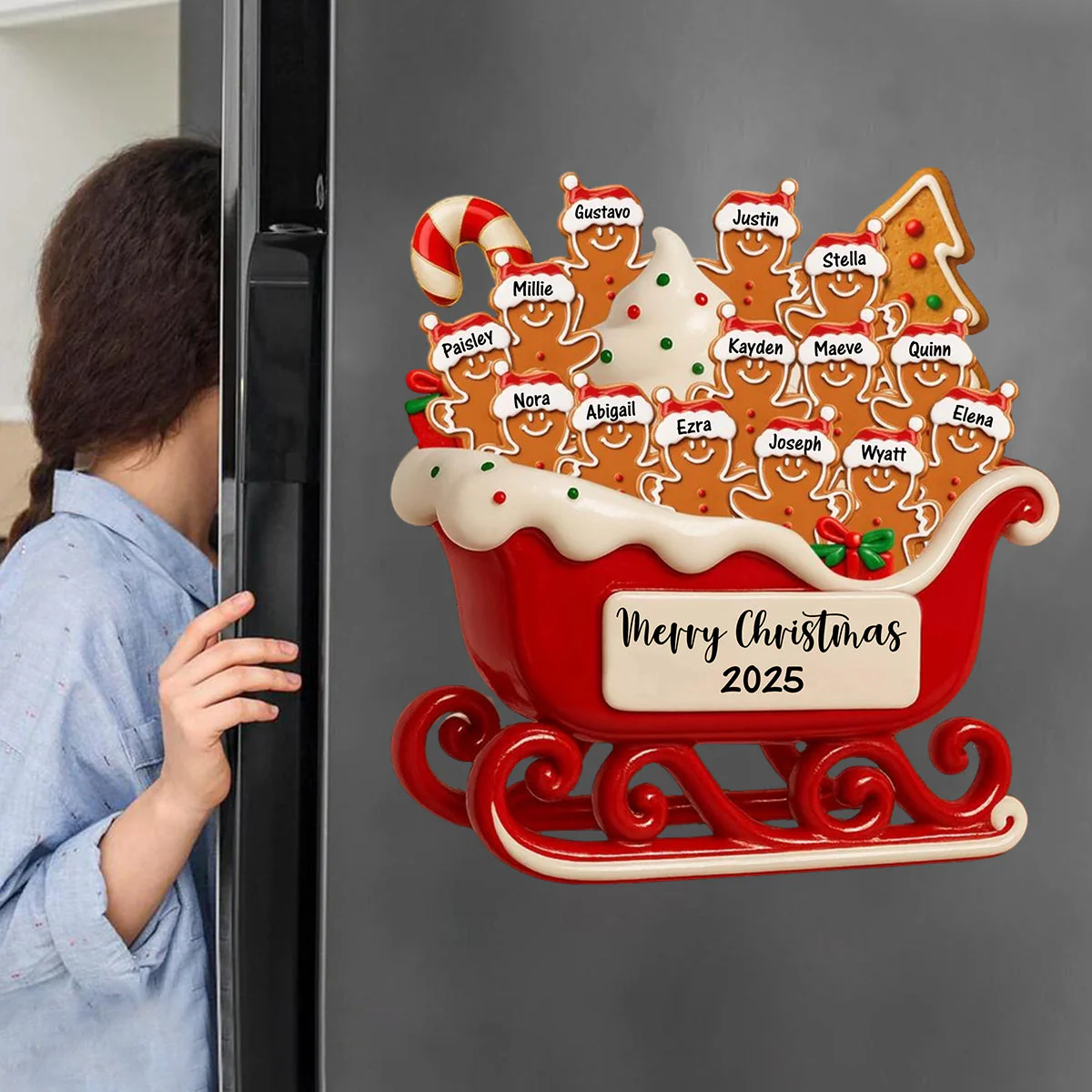 Merry Christmas Family Cookie Sleigh Decal, Personalized Custom Decal, Gift For Families - Image 5