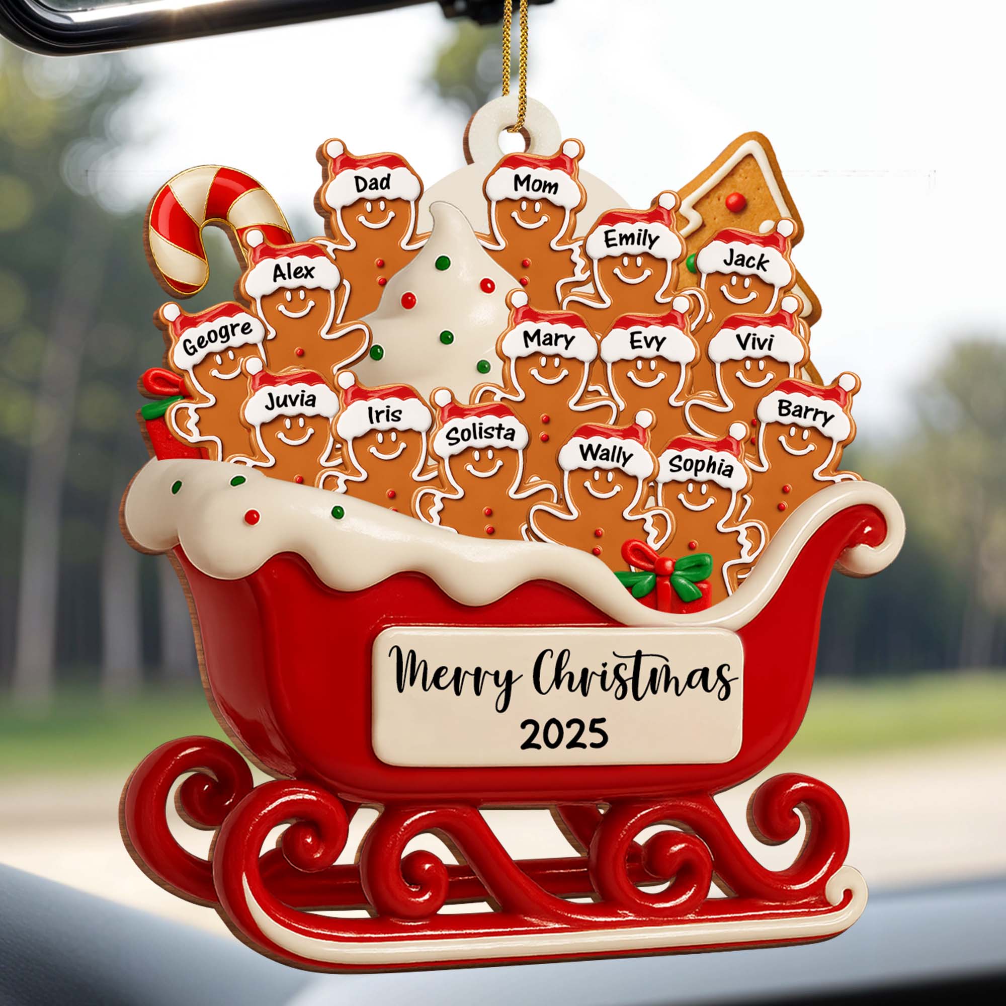 Merry Christmas Family Cookie Sleigh Ornament, Custom Wood Ornament, Gift For Families - Image 7