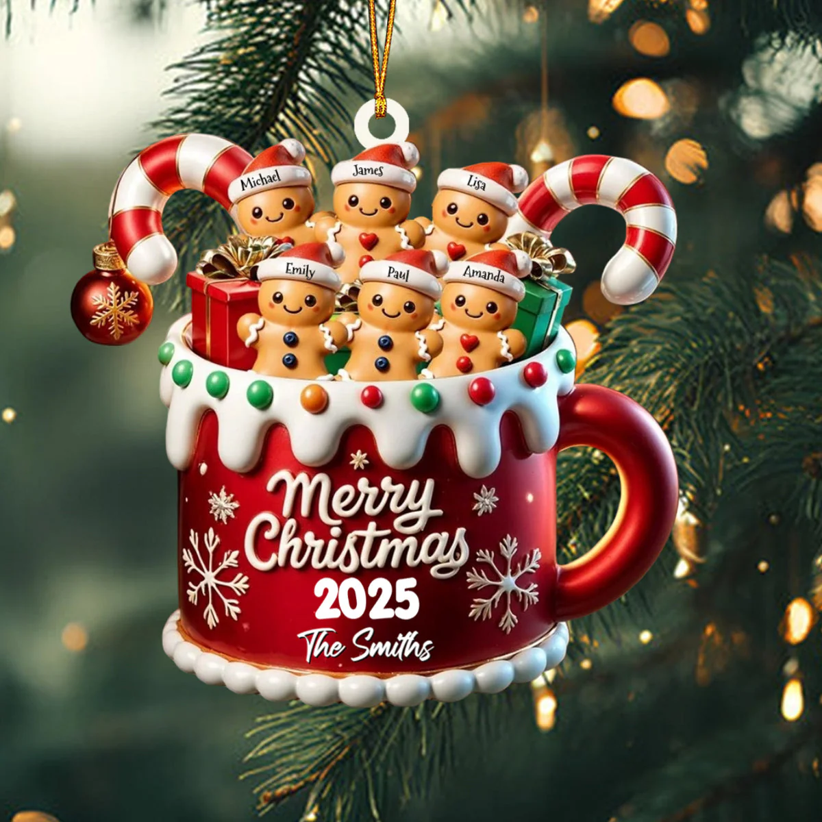 Merry Christmas - Family Personalized Acrylic Ornament - Gift For Family - Image 2