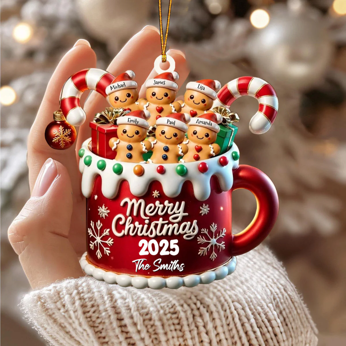 Merry Christmas - Family Personalized Acrylic Ornament - Gift For Family - Image 4