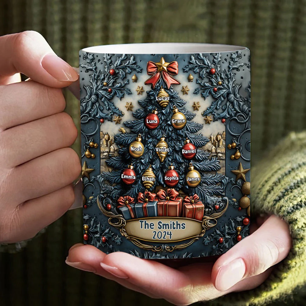 Merry Christmas - Personalized Christmas Tree Family Mug - Image 6