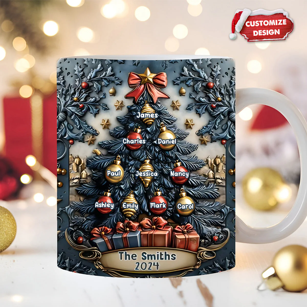 Merry Christmas - Personalized Christmas Tree Family Mug - Image 7