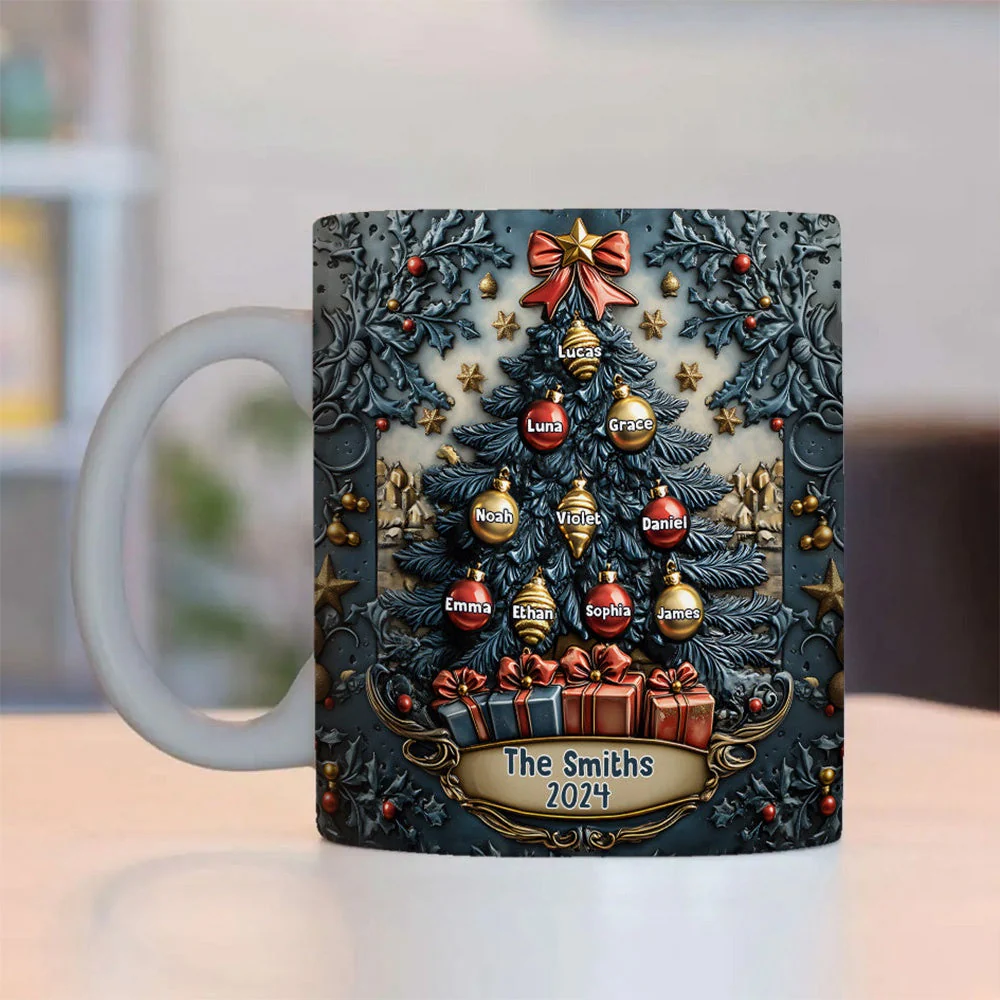 Merry Christmas - Personalized Christmas Tree Family Mug - Image 8