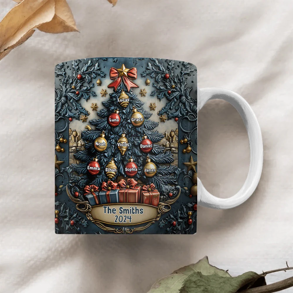 Merry Christmas - Personalized Christmas Tree Family Mug - Image 9