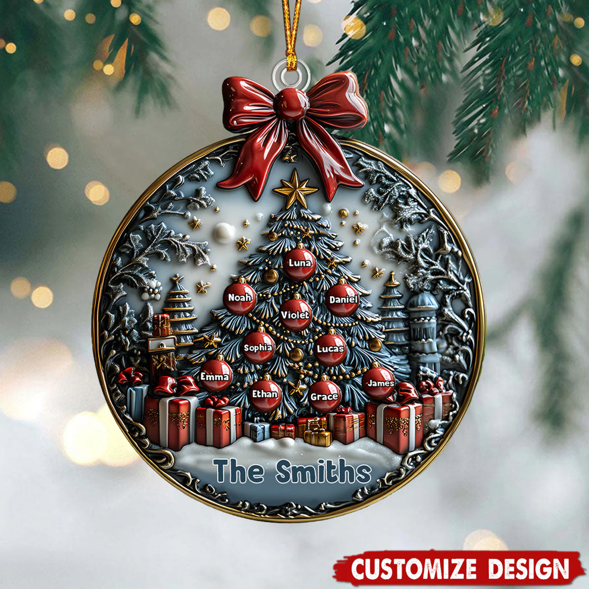 Merry Christmas - Personalized Family Custom Christmas Tree Gift Ball Ornaments - Image 2