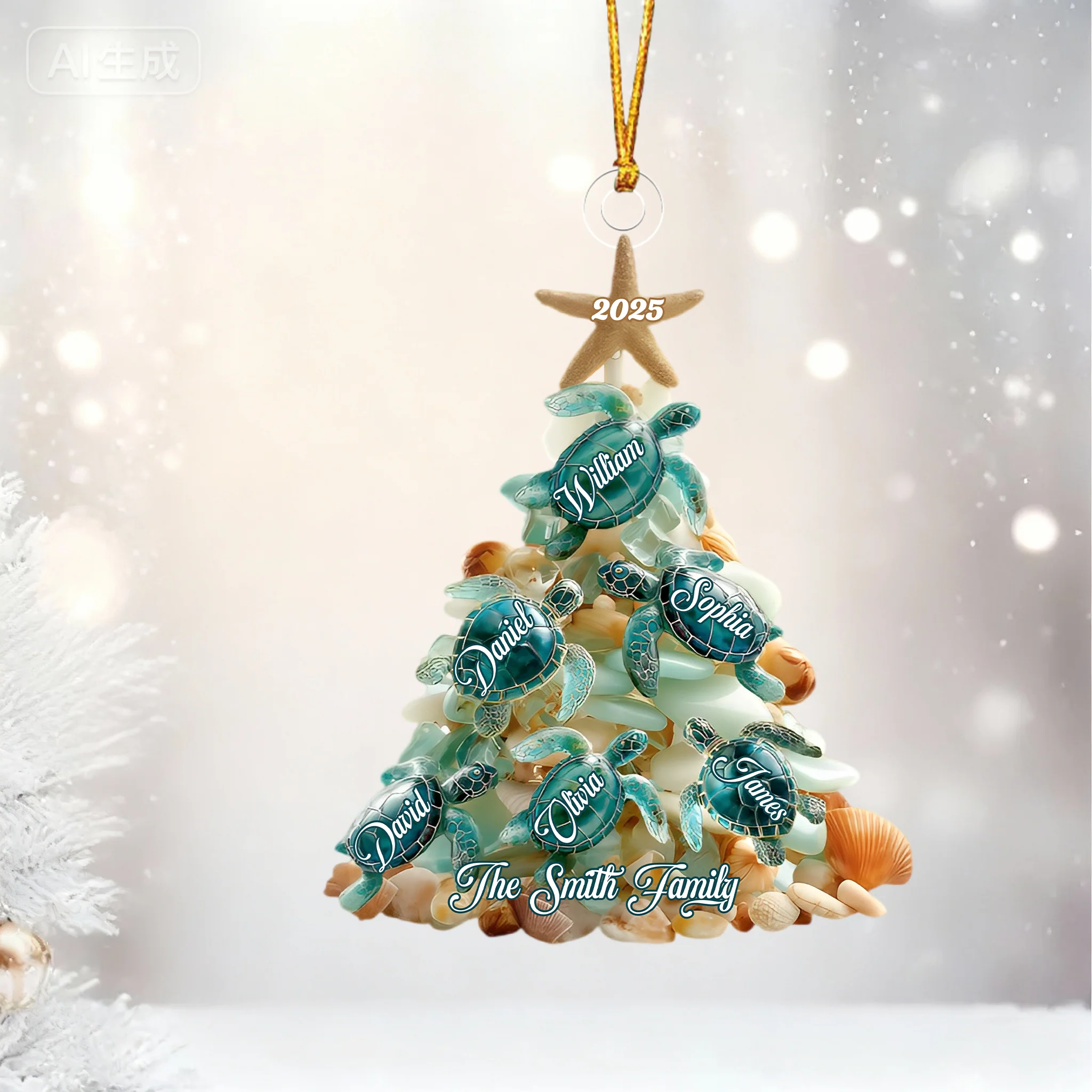 Merry Christmas - Personalized Family Custom Shaped Acrylic Ornament - Image 3