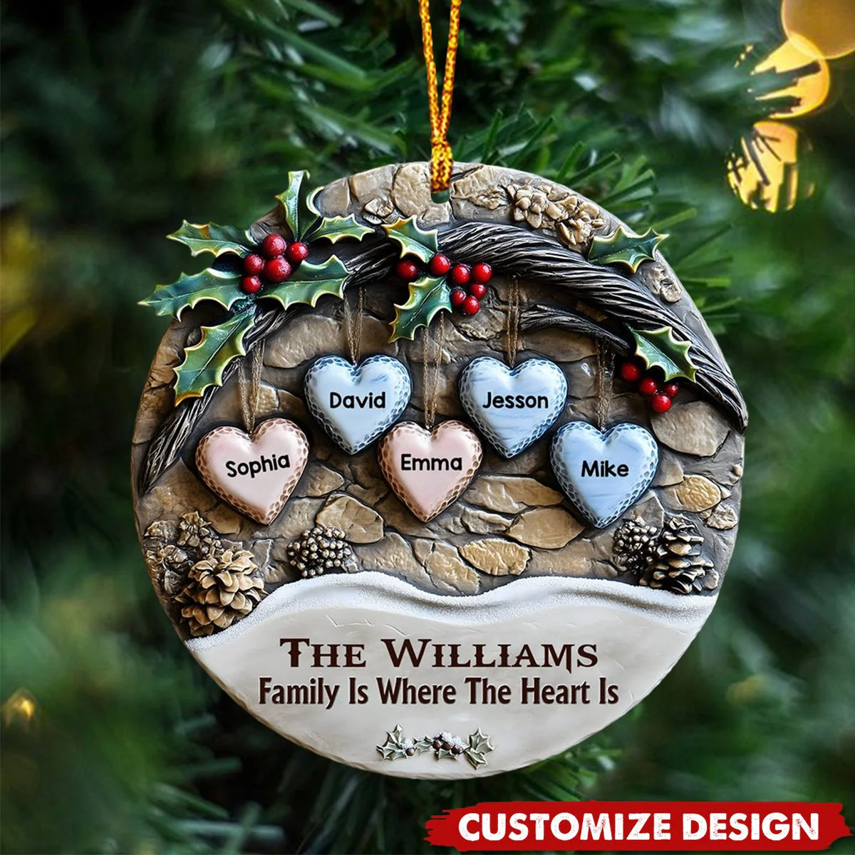 Merry Christmas - Personalized Family Love Christmas Acrylic Ornament - Image 2