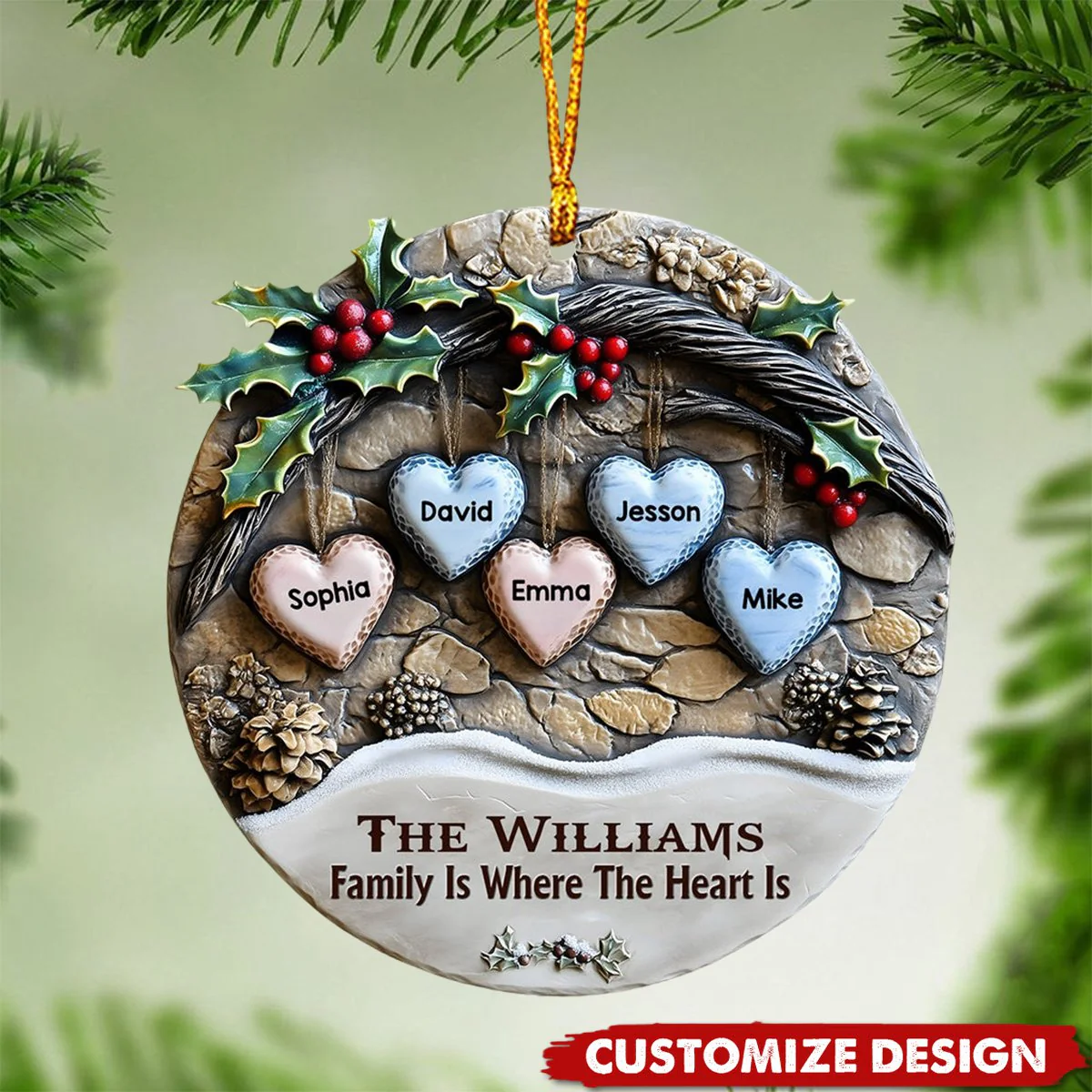 Merry Christmas - Personalized Family Love Christmas Acrylic Ornament - Image 3