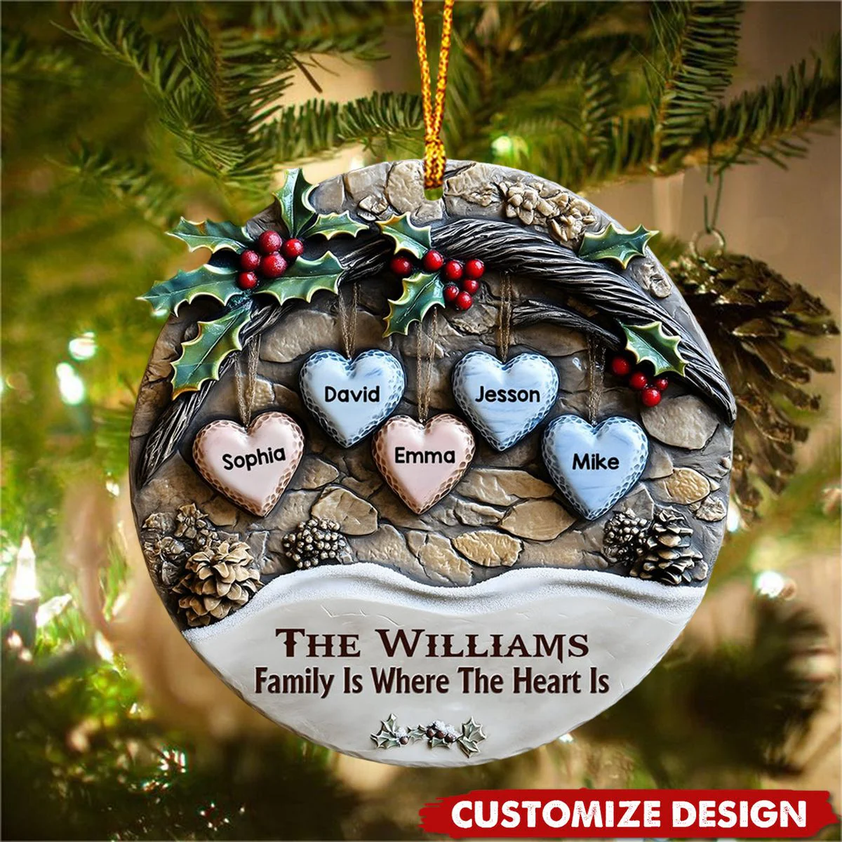 Merry Christmas - Personalized Family Love Christmas Acrylic Ornament - Image 4