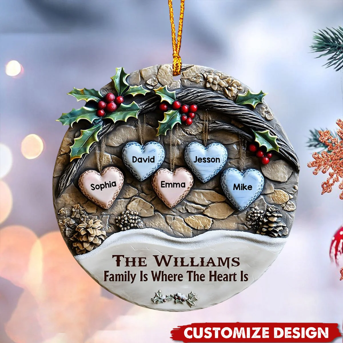 Merry Christmas - Personalized Family Love Christmas Acrylic Ornament - Image 5
