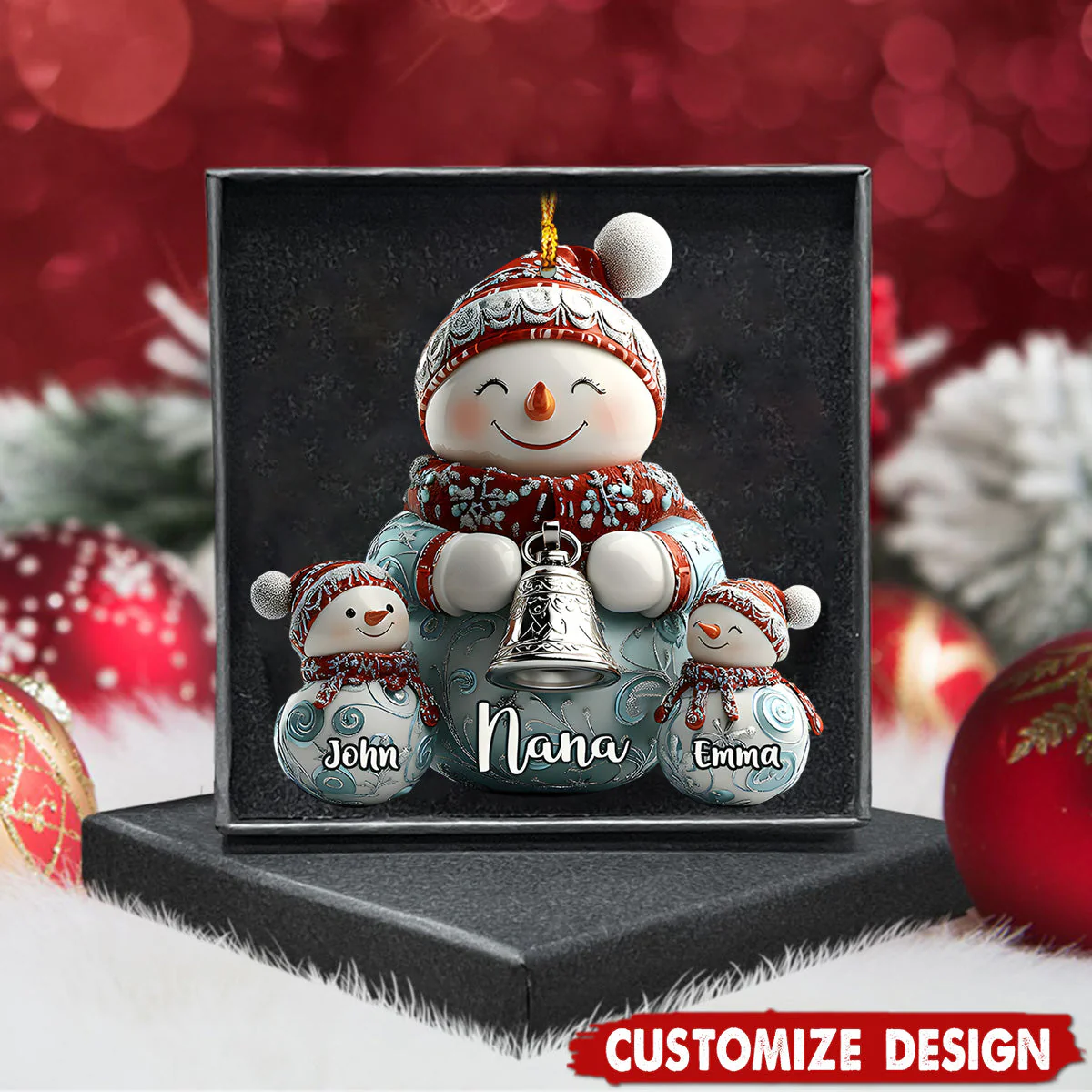 Merry Christmas - Personalized Grandma Snowman Family Ornament - Image 2