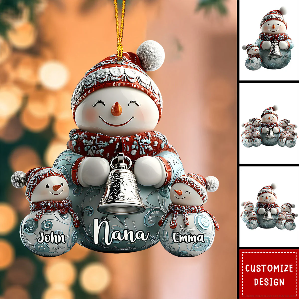 Merry Christmas - Personalized Grandma Snowman Family Ornament - Image 5