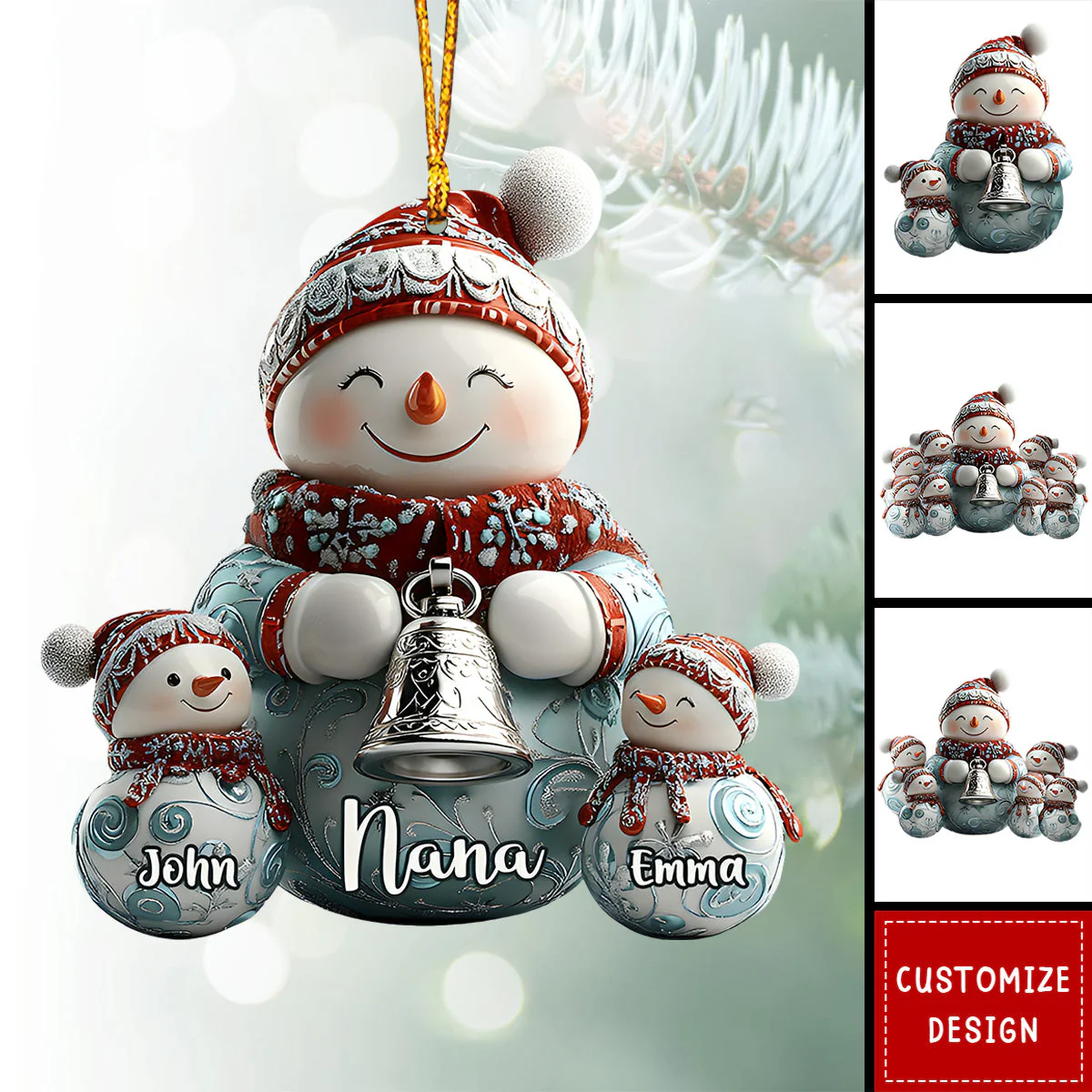 Merry Christmas - Personalized Grandma Snowman Family Ornament - Image 7