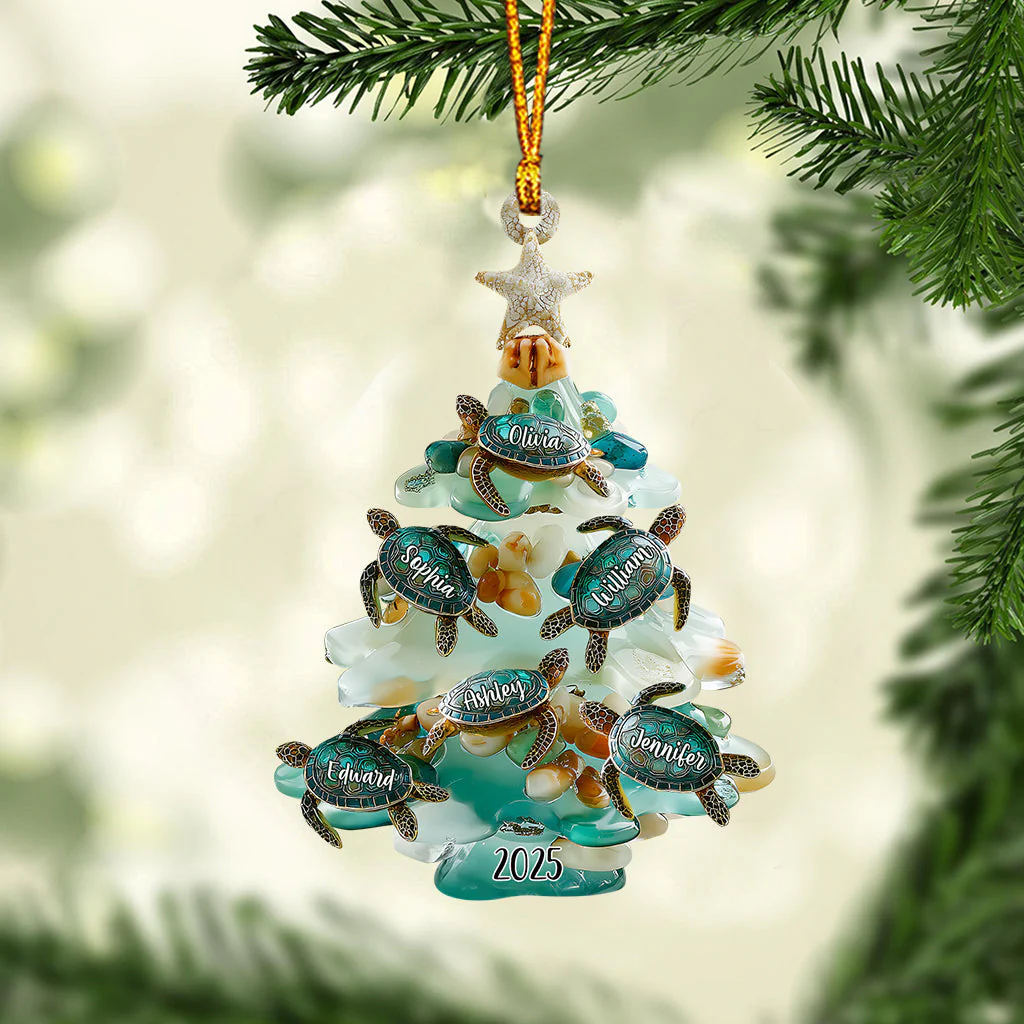 Merry Christmas - Personalized Sea Glass Family Ornament - Image 2