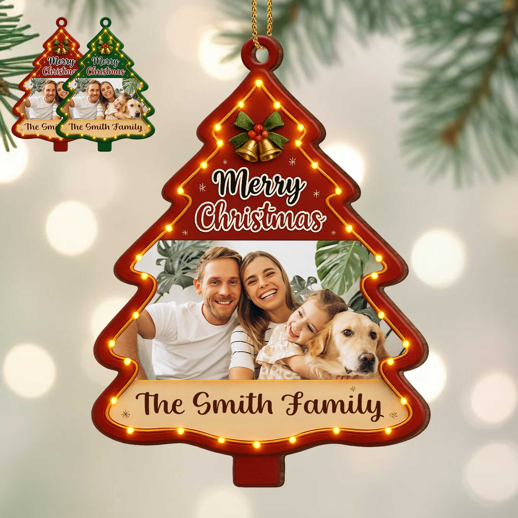 Merry Christmas Personalized Tree Wood Ornament - Image 2