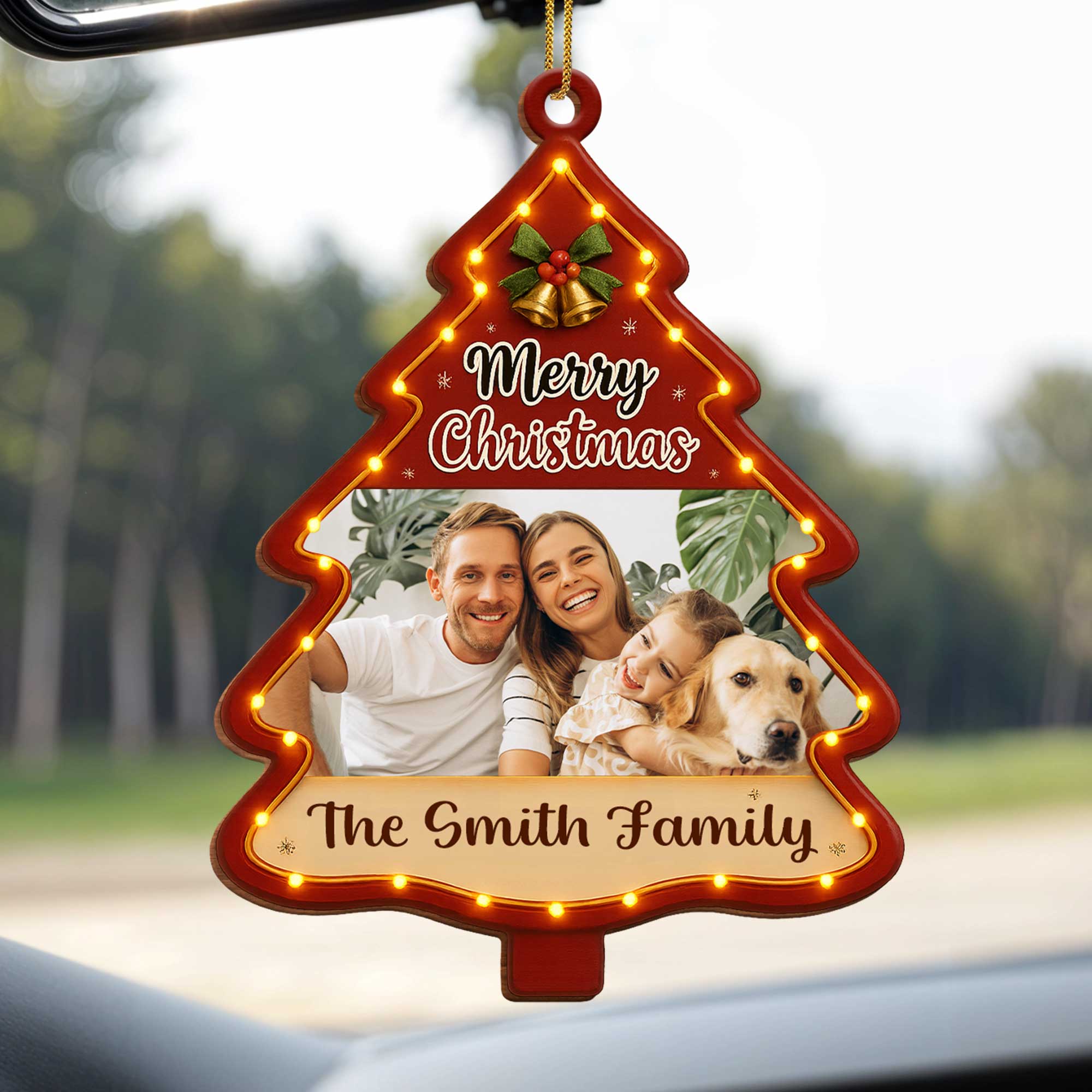 Merry Christmas Personalized Tree Wood Ornament - Image 4