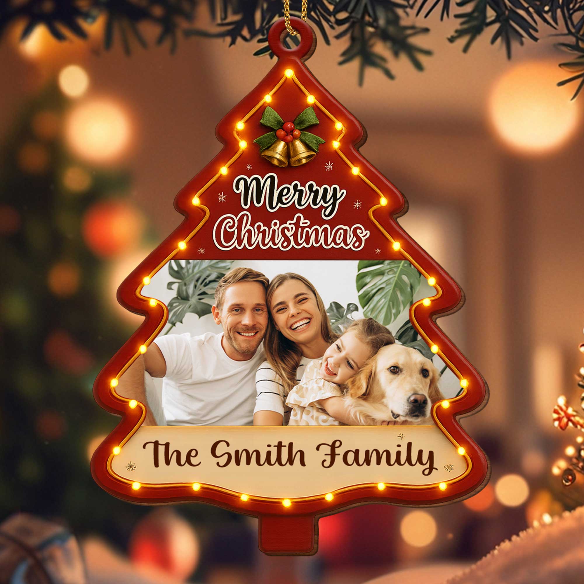 Merry Christmas Personalized Tree Wood Ornament - Image 5