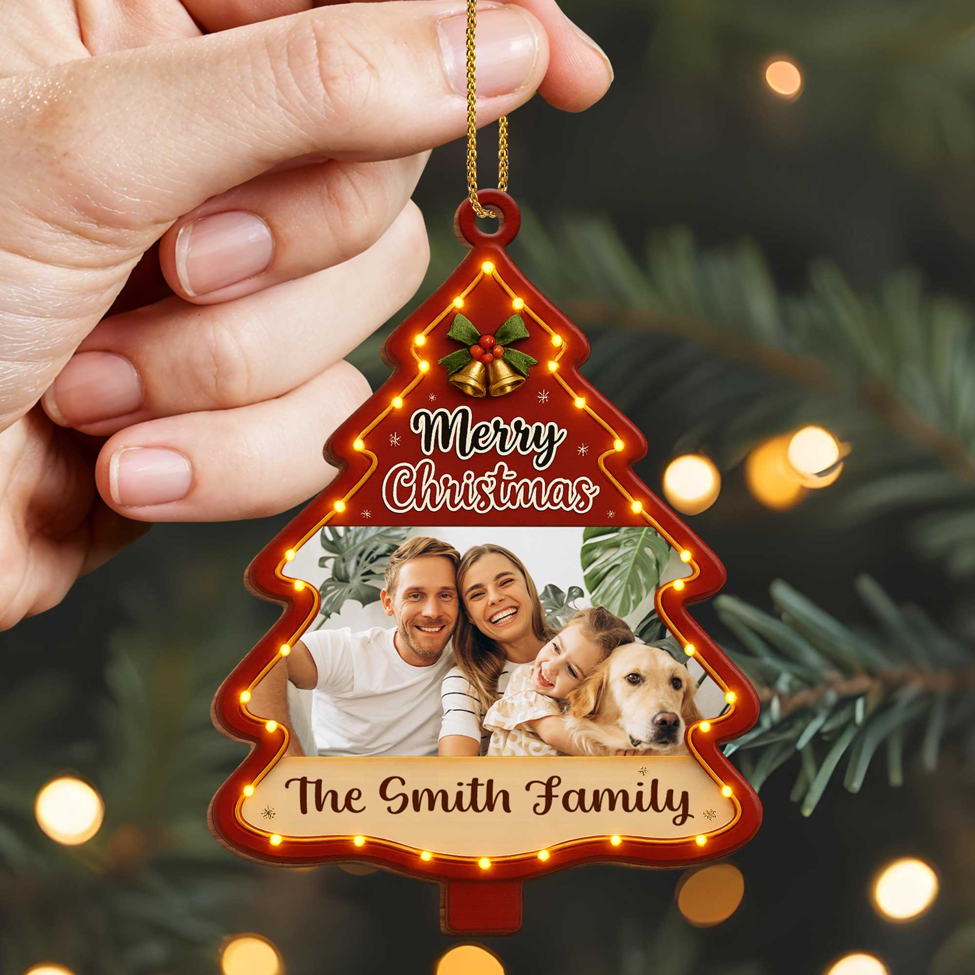 Merry Christmas Personalized Tree Wood Ornament - Image 6
