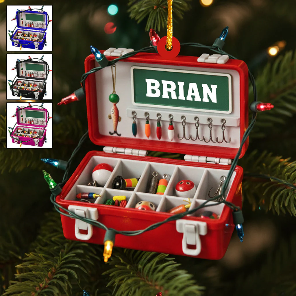 Merry Fishmas - Personalized Acrylic Fishing Ornament - Image 2