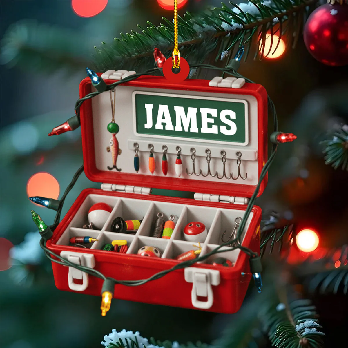 Merry Fishmas - Personalized Acrylic Fishing Ornament - Image 3
