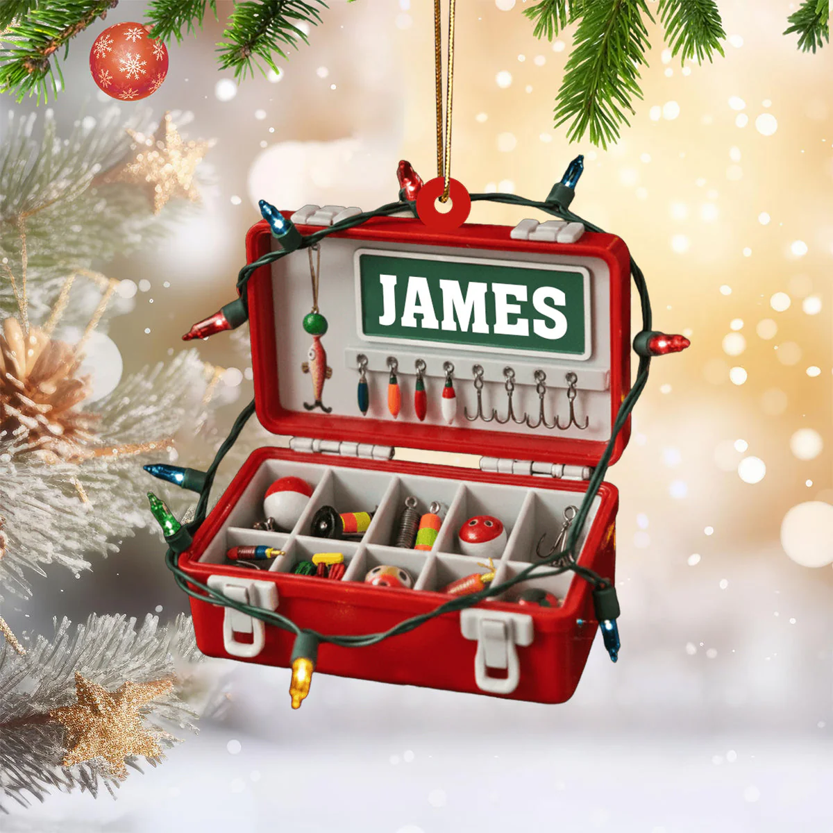 Merry Fishmas - Personalized Acrylic Fishing Ornament - Image 4