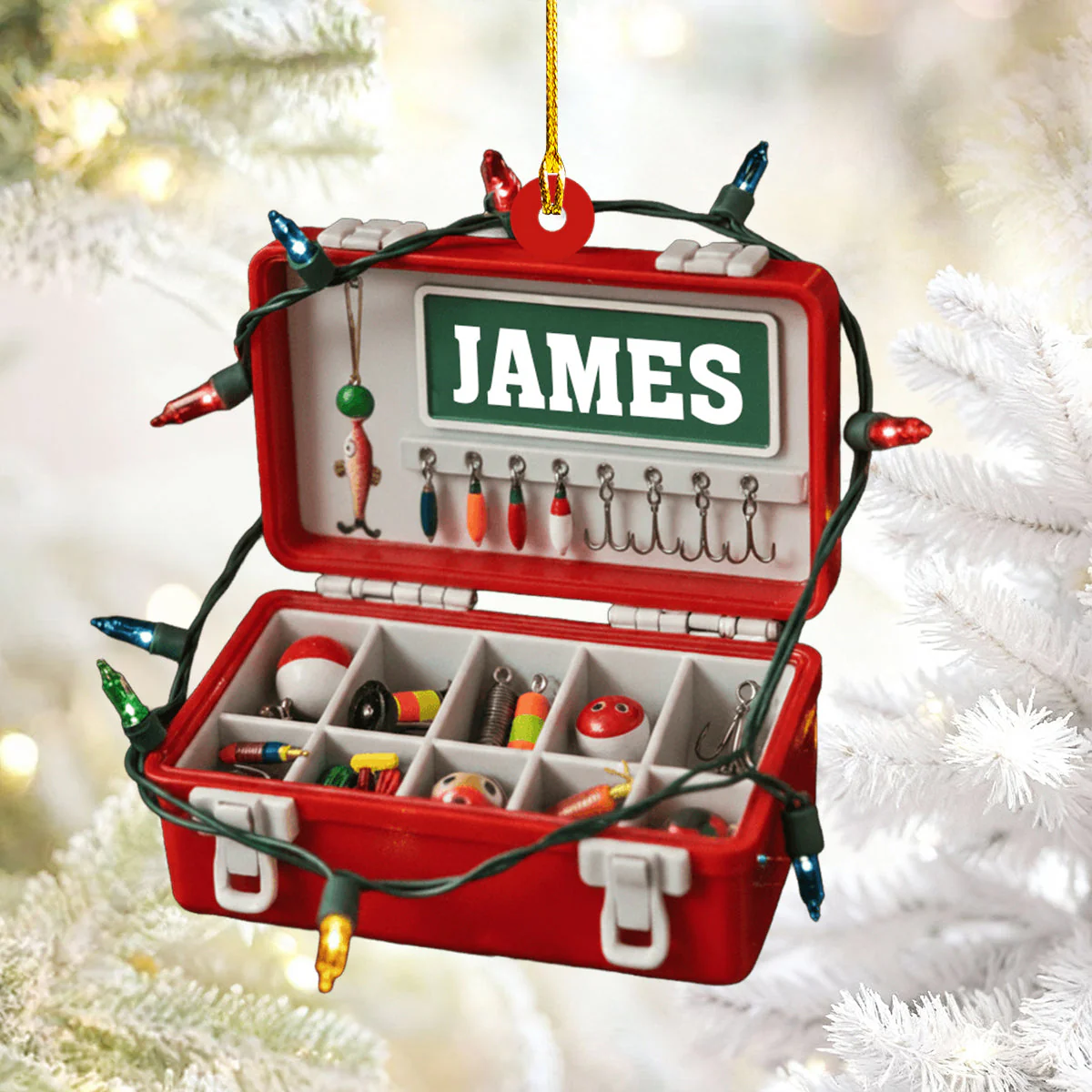 Merry Fishmas - Personalized Acrylic Fishing Ornament - Image 5