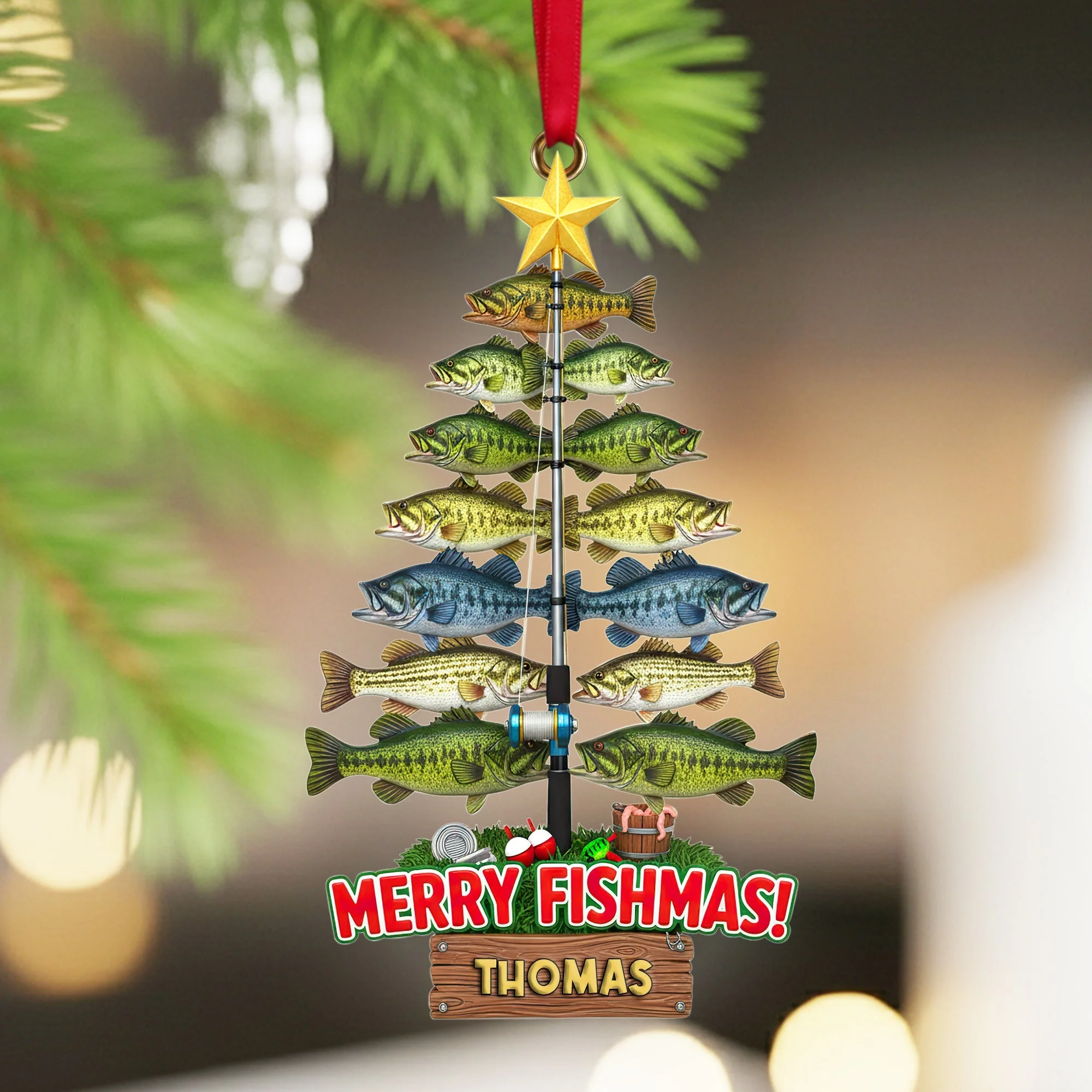Merry Fishmas - Personalized Ornament Christmas Gift for Fishing Lovers - Image 2