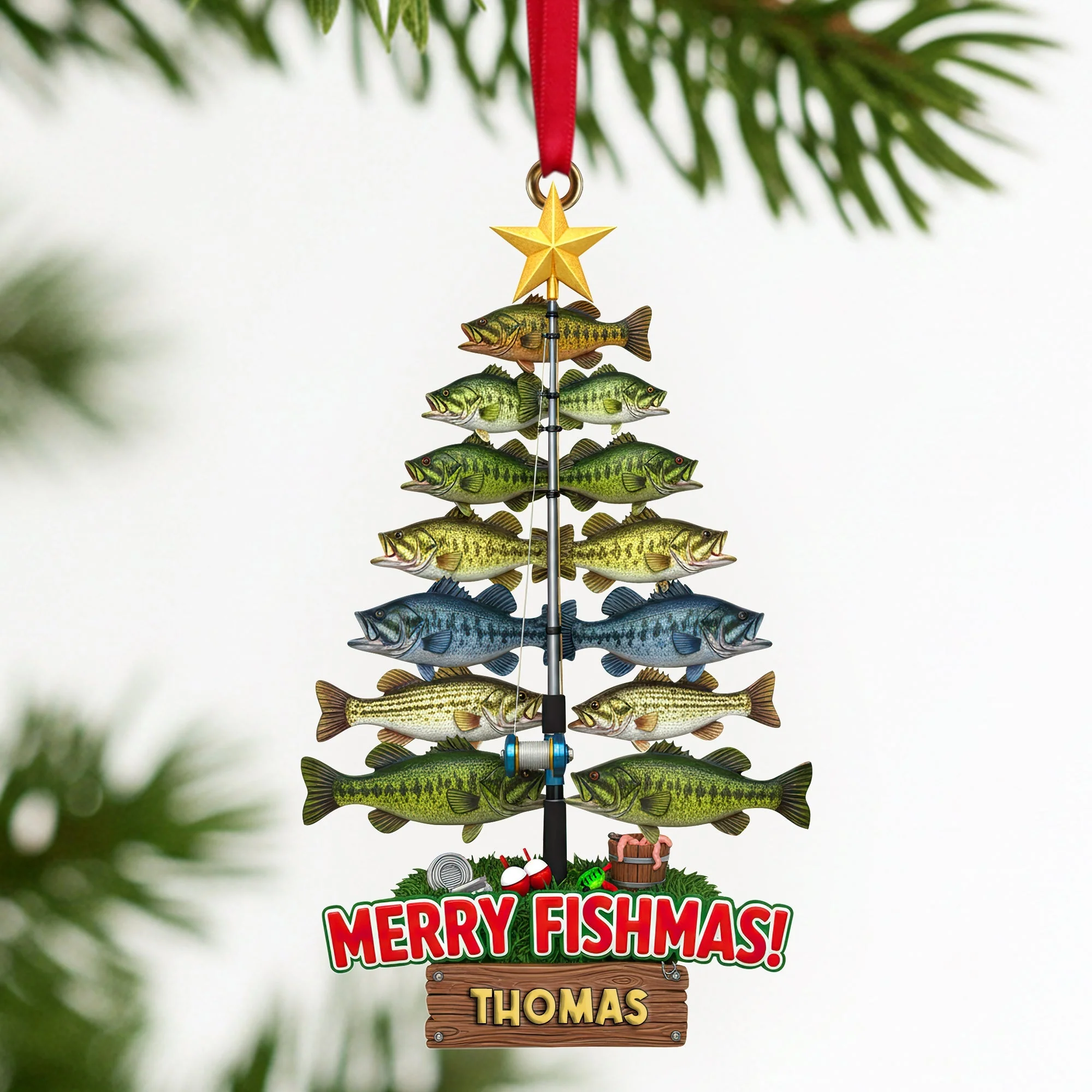 Merry Fishmas - Personalized Ornament Christmas Gift for Fishing Lovers - Image 3