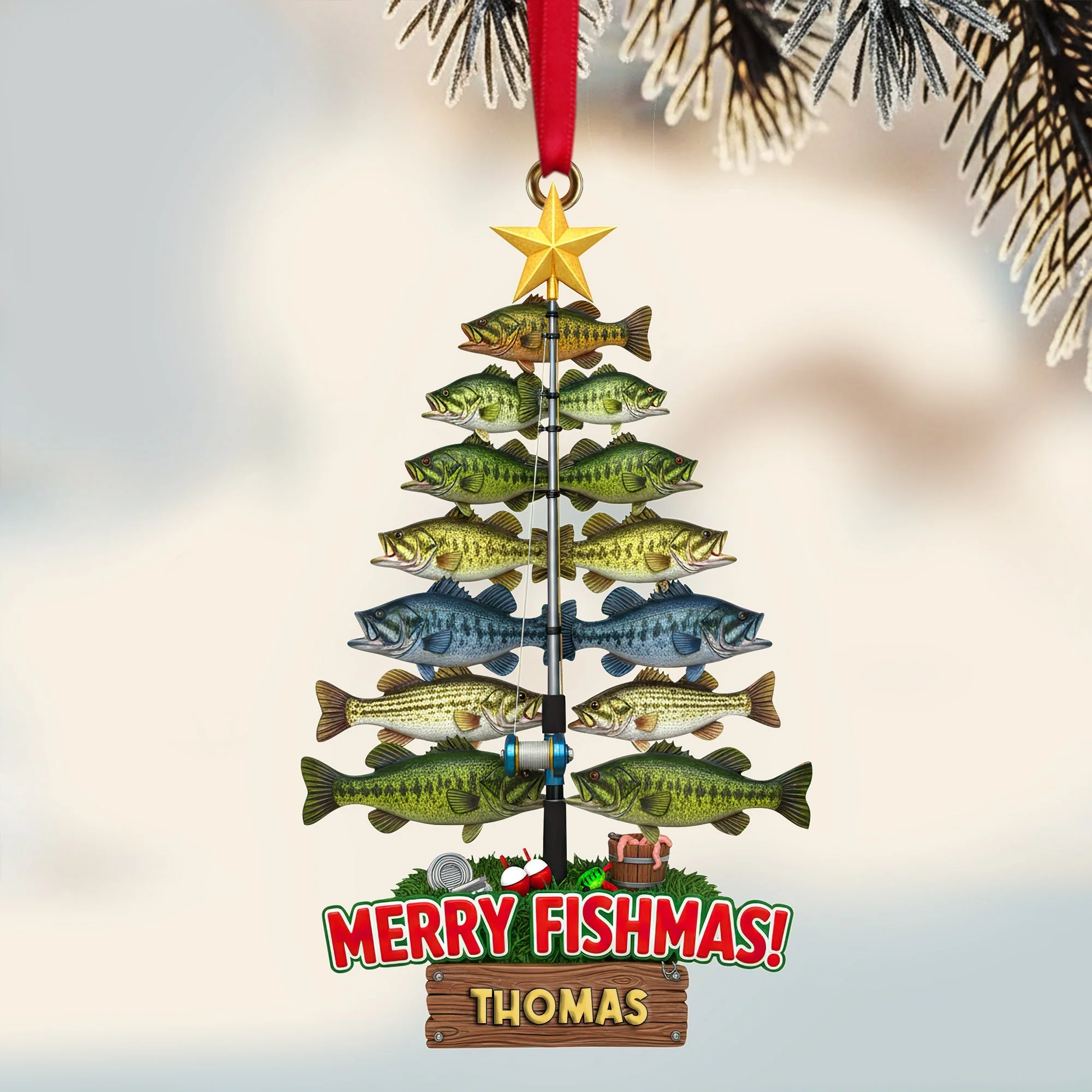 Merry Fishmas - Personalized Ornament Christmas Gift for Fishing Lovers - Image 4