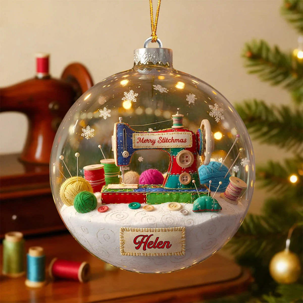 Merry Sewing Christmas Ornament - Personalized Gifts for Sewing Lovers - Image 2