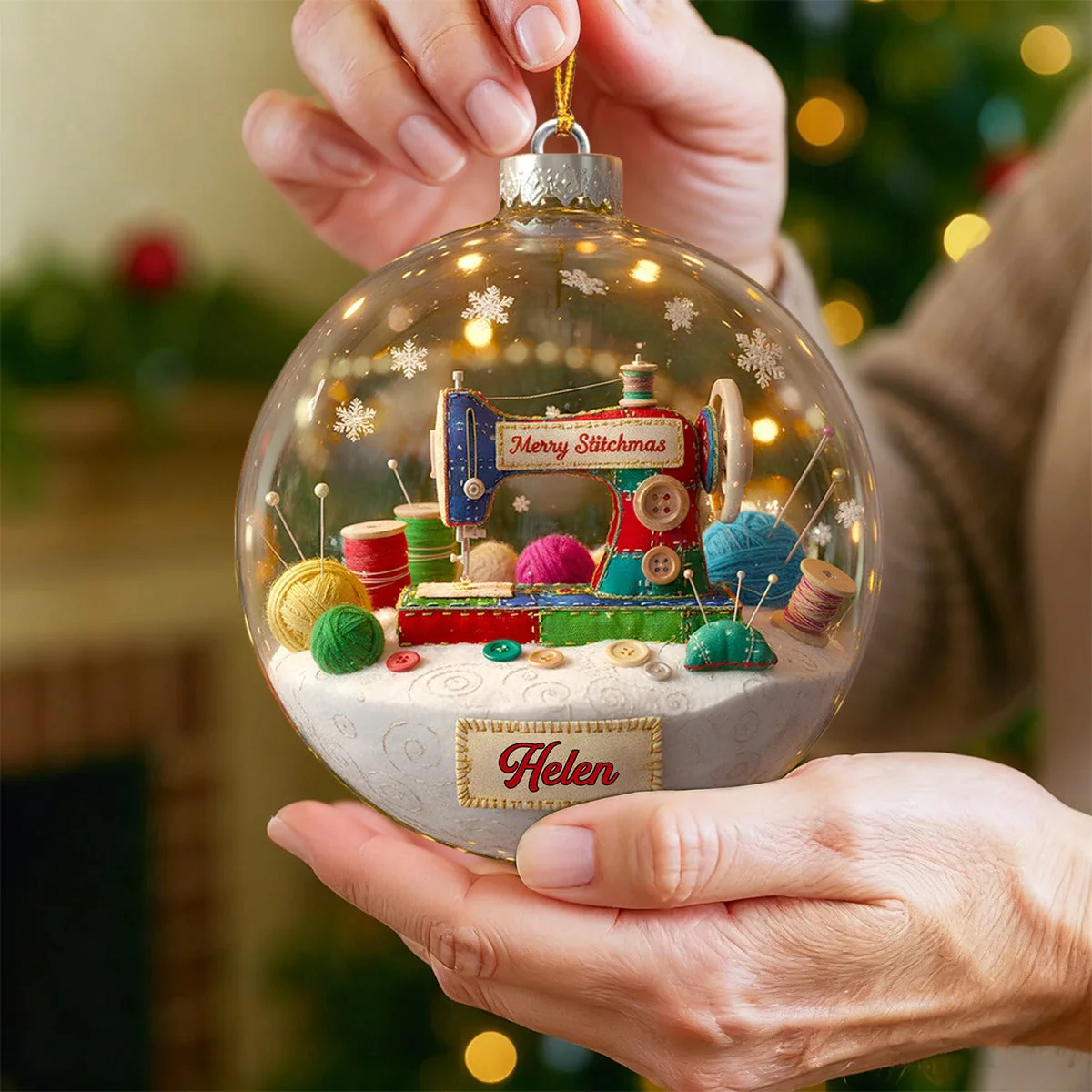 Merry Sewing Christmas Ornament - Personalized Gifts for Sewing Lovers - Image 3