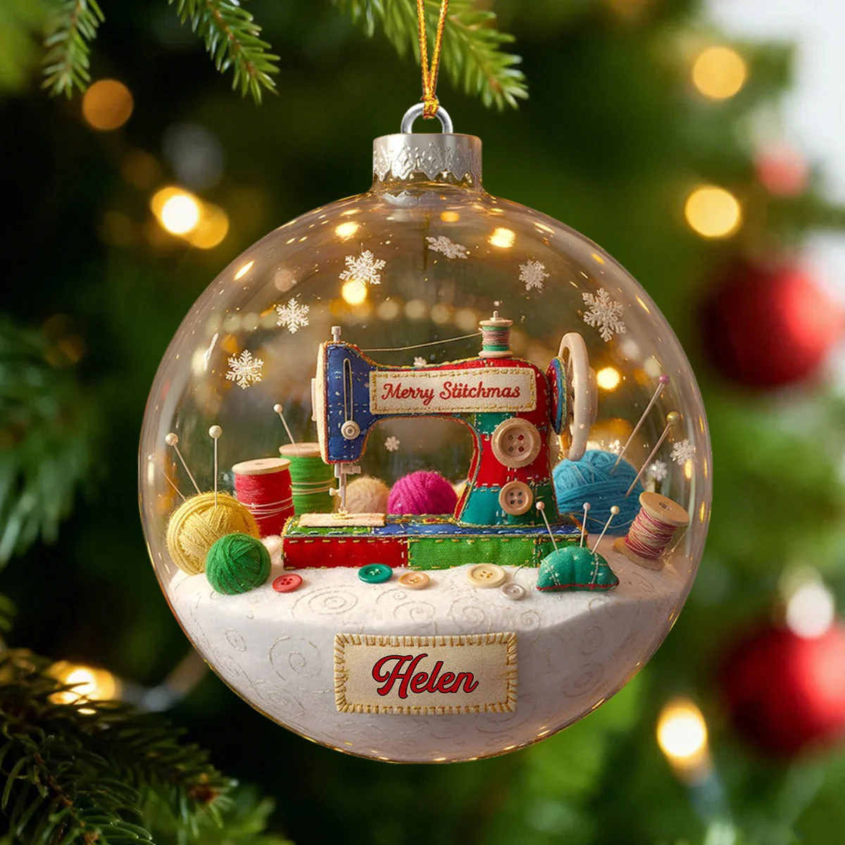 Merry Sewing Christmas Ornament - Personalized Gifts for Sewing Lovers - Image 4