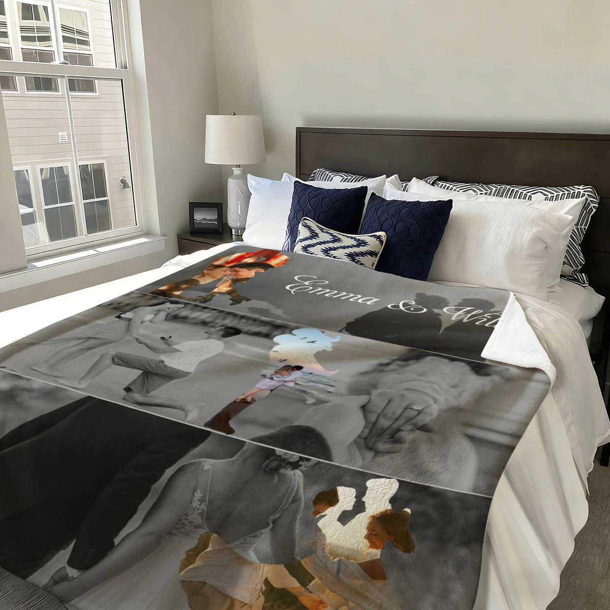Met - Engaged - Married - Custom Photo Collage Blanket Personalized Couple Anniversary Wedding Gift - Image 2