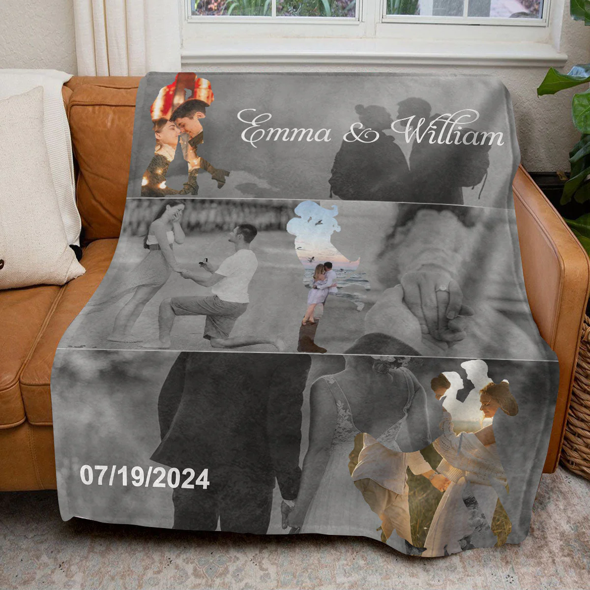 Met - Engaged - Married - Custom Photo Collage Blanket Personalized Couple Anniversary Wedding Gift - Image 4