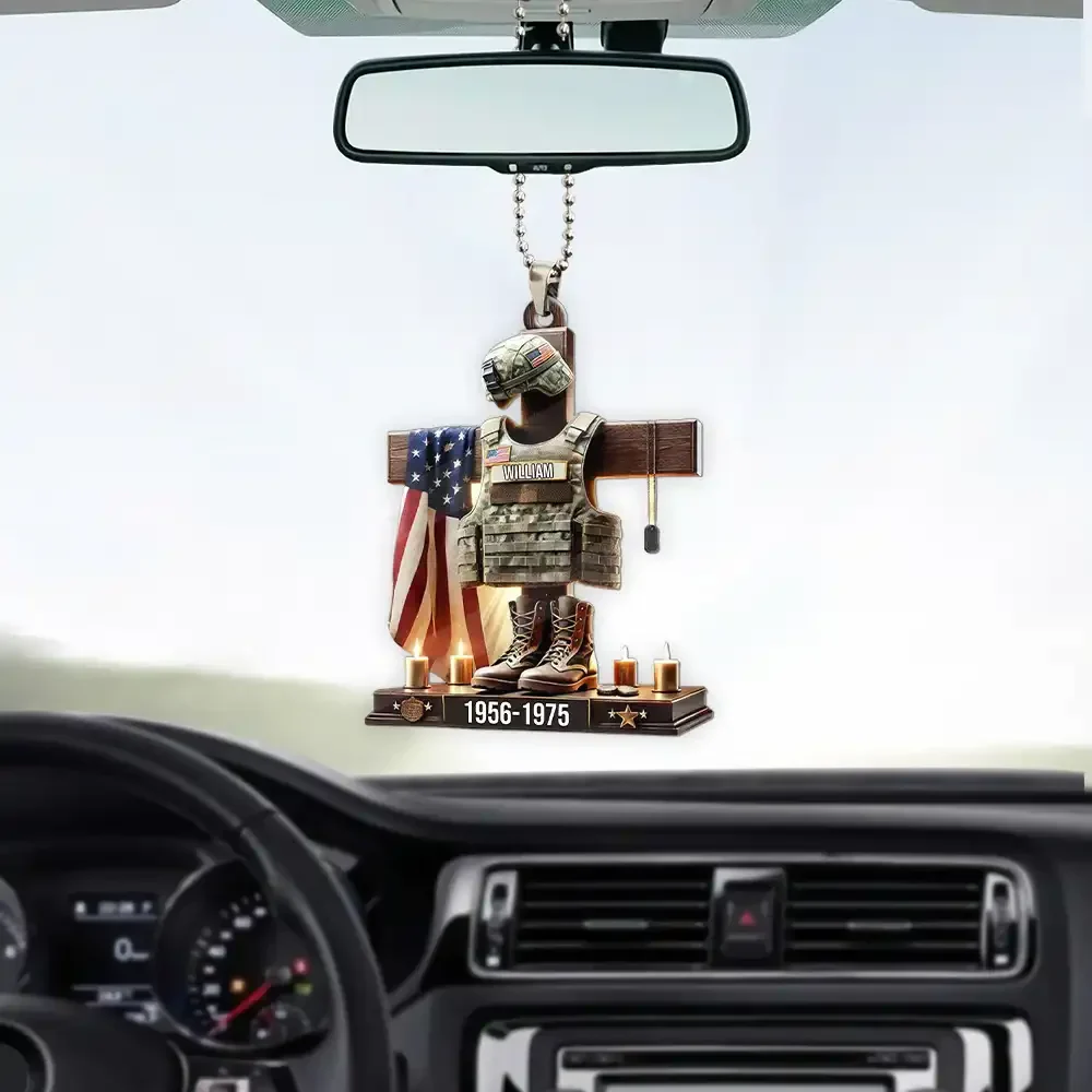 Military Cross Personalized Name Shaped Acrylic Ornament - Image 3