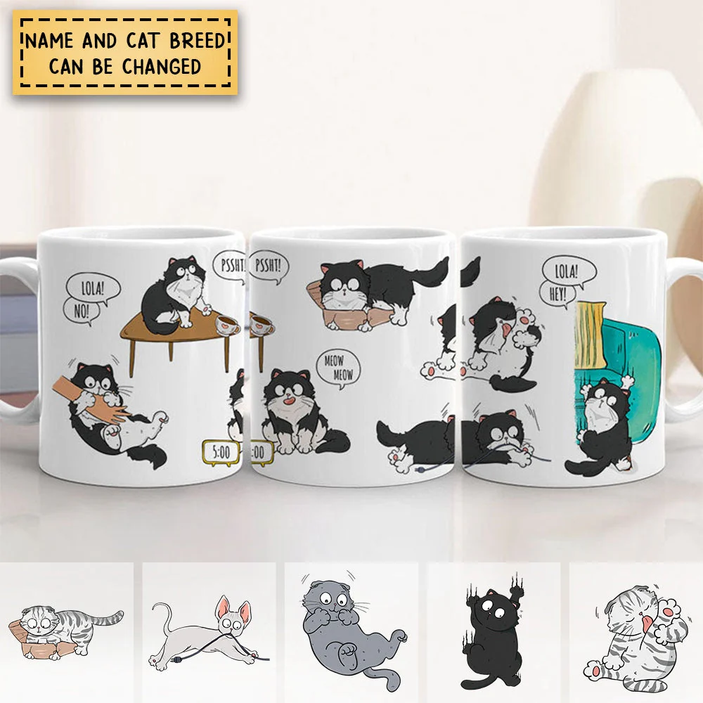 Mischievous Cat Mug, Personalized Ceramic Mug, Gift For Cat Lovers