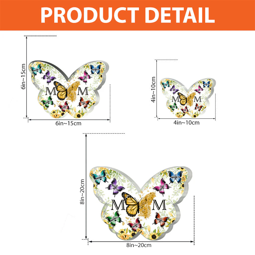 Mom And Kids Floral Butterflies - Personalized Gift For Mother Custom Shaped Acrylic Plaque - Image 6