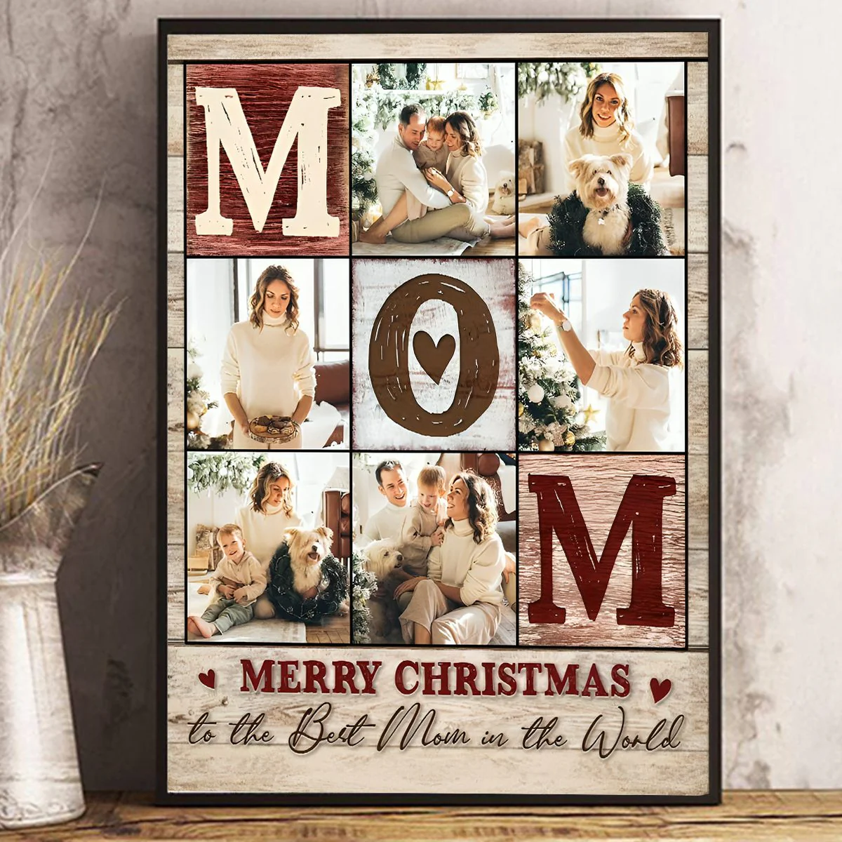 Mom Custom Photo Collage Canvas Poster, Personalized Christmas Gift From Daughter To Mother - Image 3