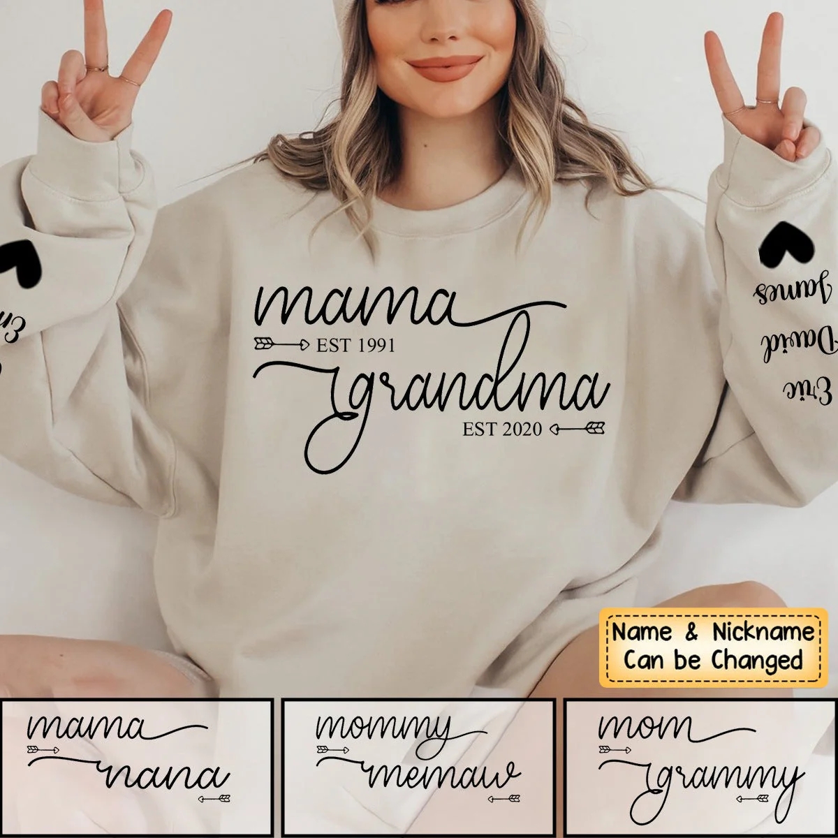 Mom Est Grandma Est - Personalized Sweatshirt - Image 3