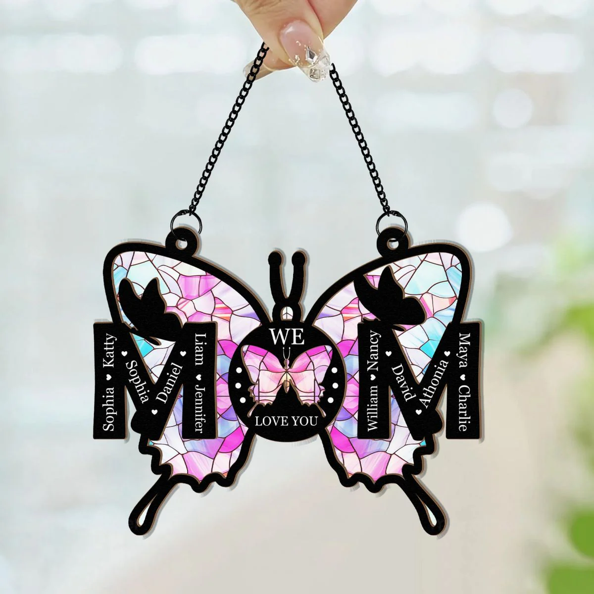 Mom Gifts We Love You - Personalized Window Hanging Suncatcher Ornament - Image 2