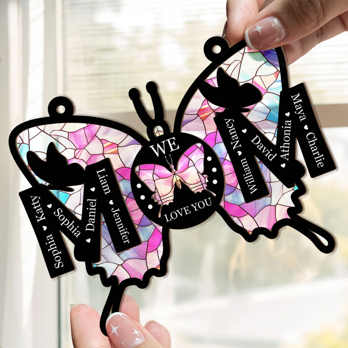 Mom Gifts We Love You - Personalized Window Hanging Suncatcher Ornament - Image 3