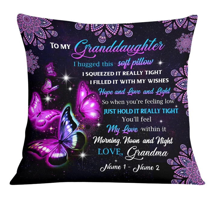 Grandma To My Granddaughter Butterfly Personalized Pillow - Image 3