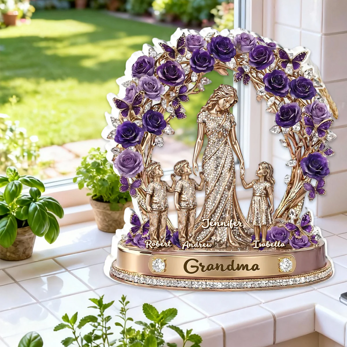 Mom Grandma Love Kids Grandkids-Personalized Acrylic Plaque