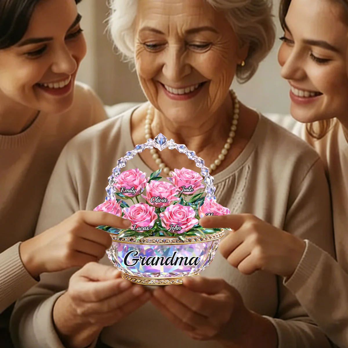 Mom Is My Home - Personalized Shining Flower Basket Acrylic Plaque, Gifts For Mom, Grandma - Image 6